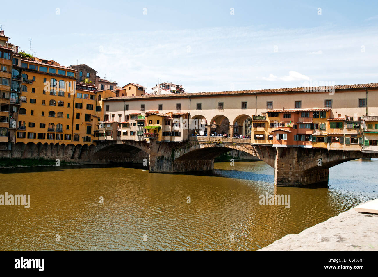The shops on the Ponte Vecchio, a wholly stone, closed-spandrel ...