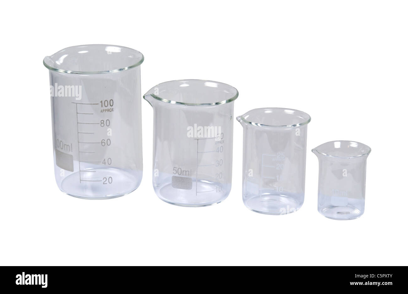 Beakers used to measure and store liquids during research projects