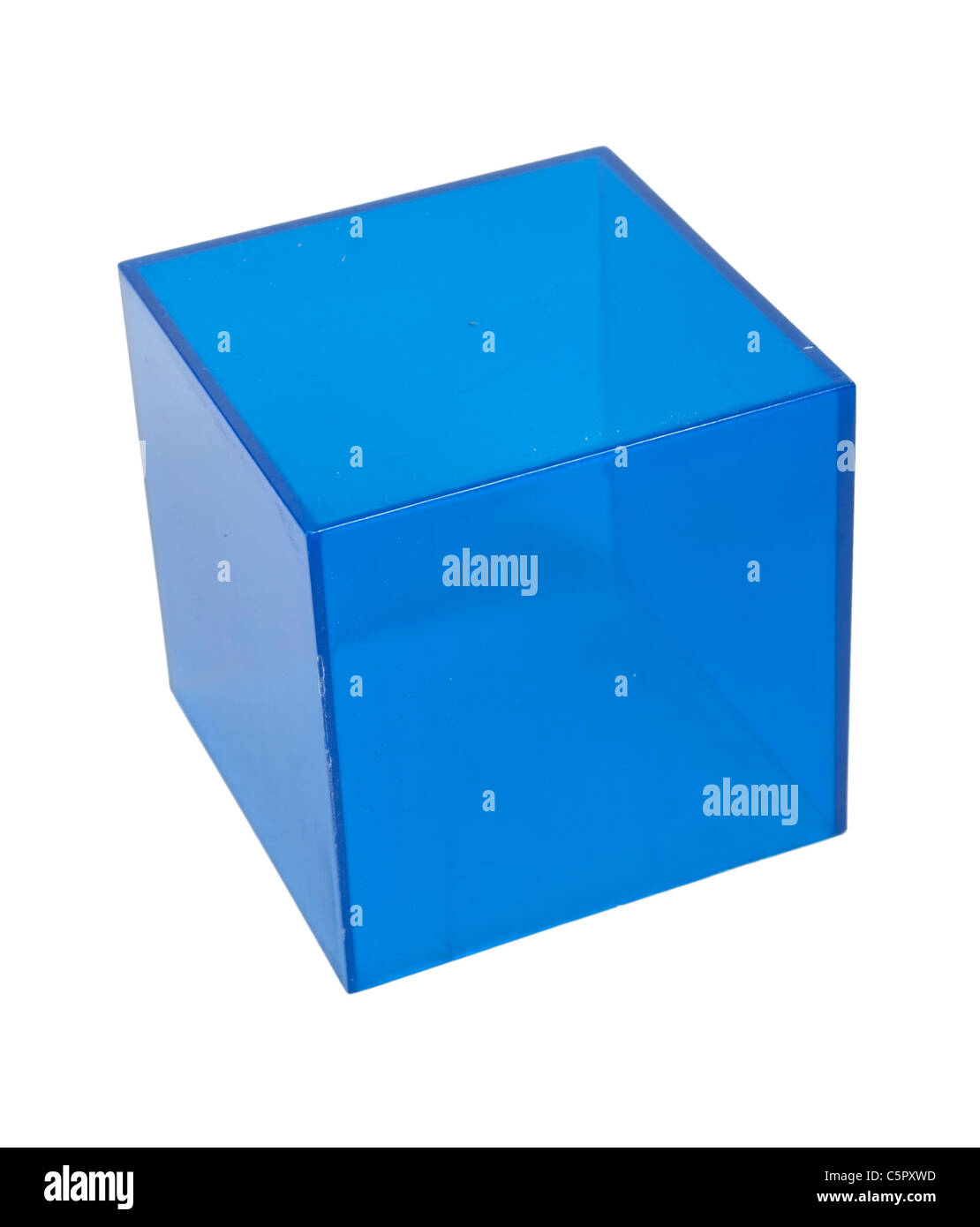 Blue Cube geometric shape used for educational purposes - path included Stock Photo