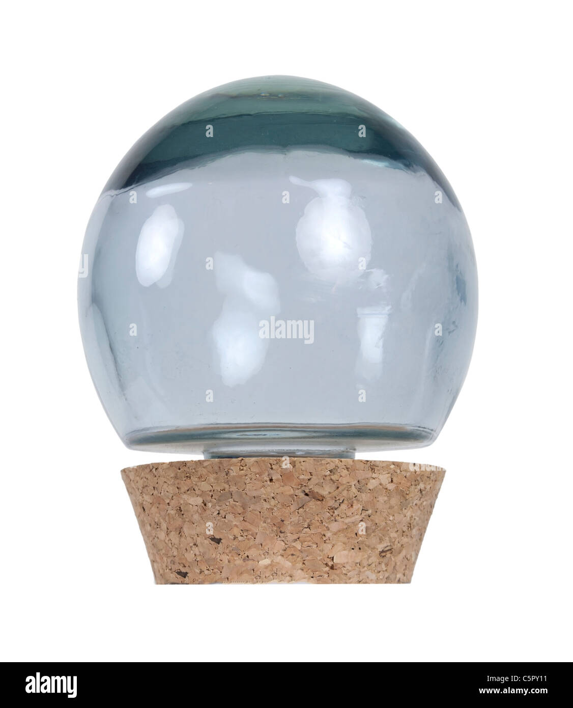 Glass orb ball container with large cork stopper path included Stock