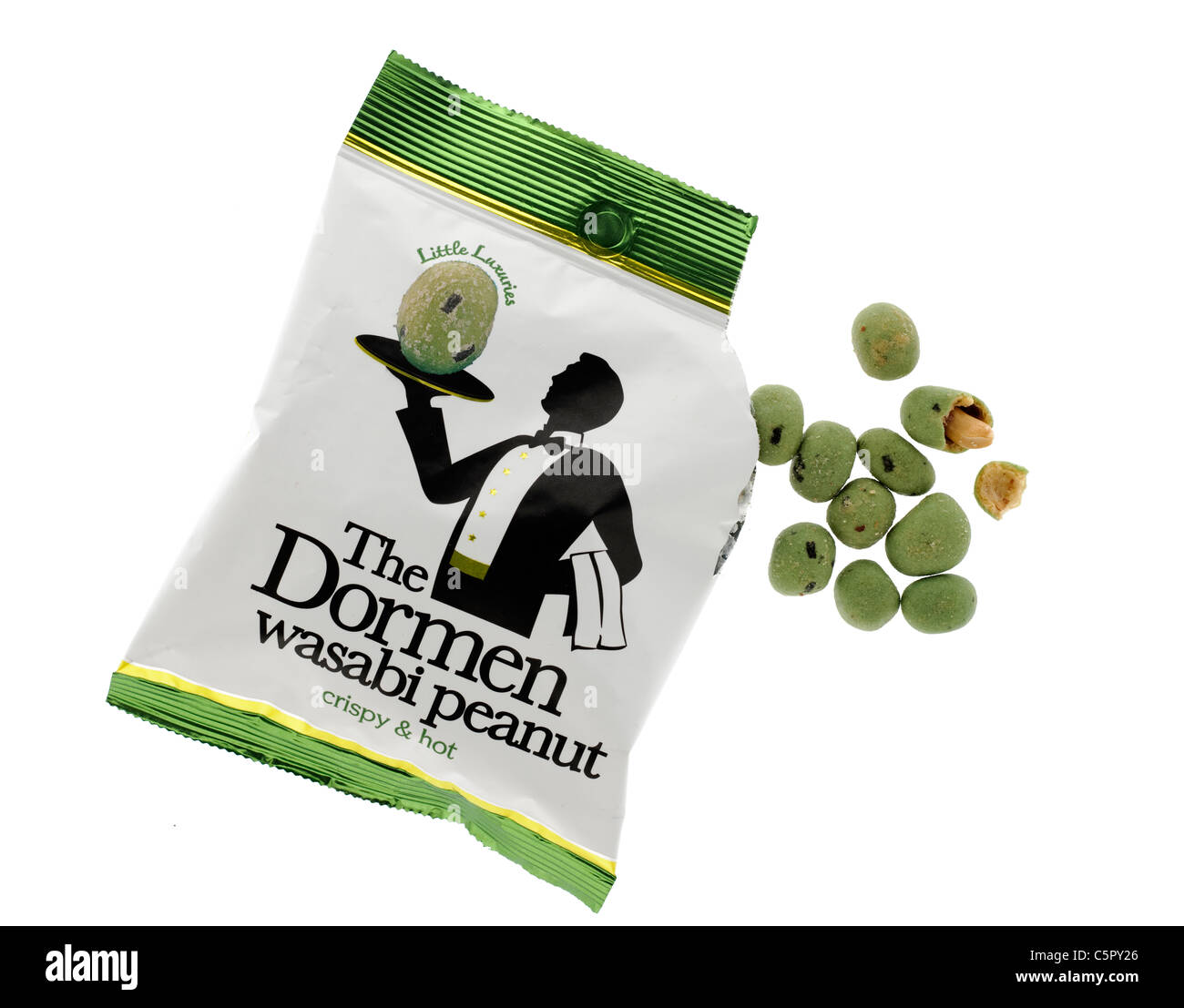 Packet of Little Luxuries The Dormen wasabi peanuts crispy and hot. Stock Photo