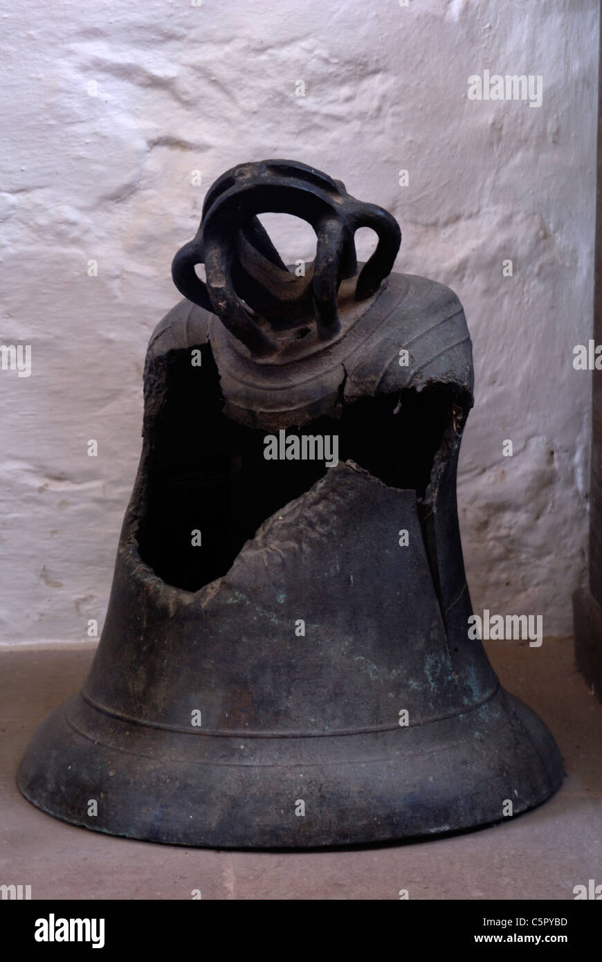 Bell from the ruined Holy Trinity Church of Brockhampton Herefordshire Stock Photo