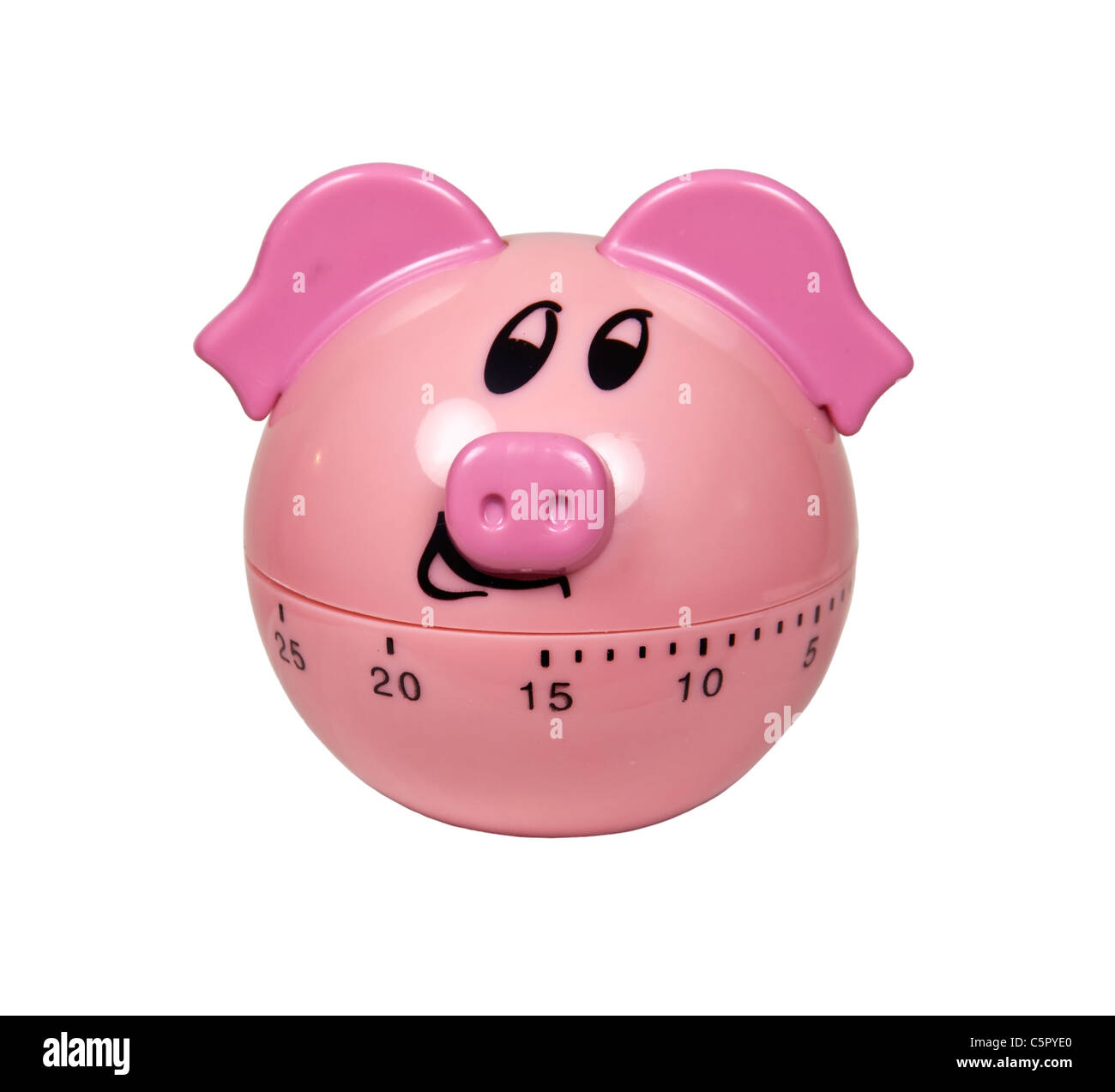 Convenient pink piggy timer for counting down time when cooking - path included Stock Photo