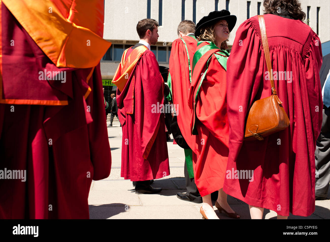 Aberystwyth university doctoral students graduating on graduation day, UK Stock Photo