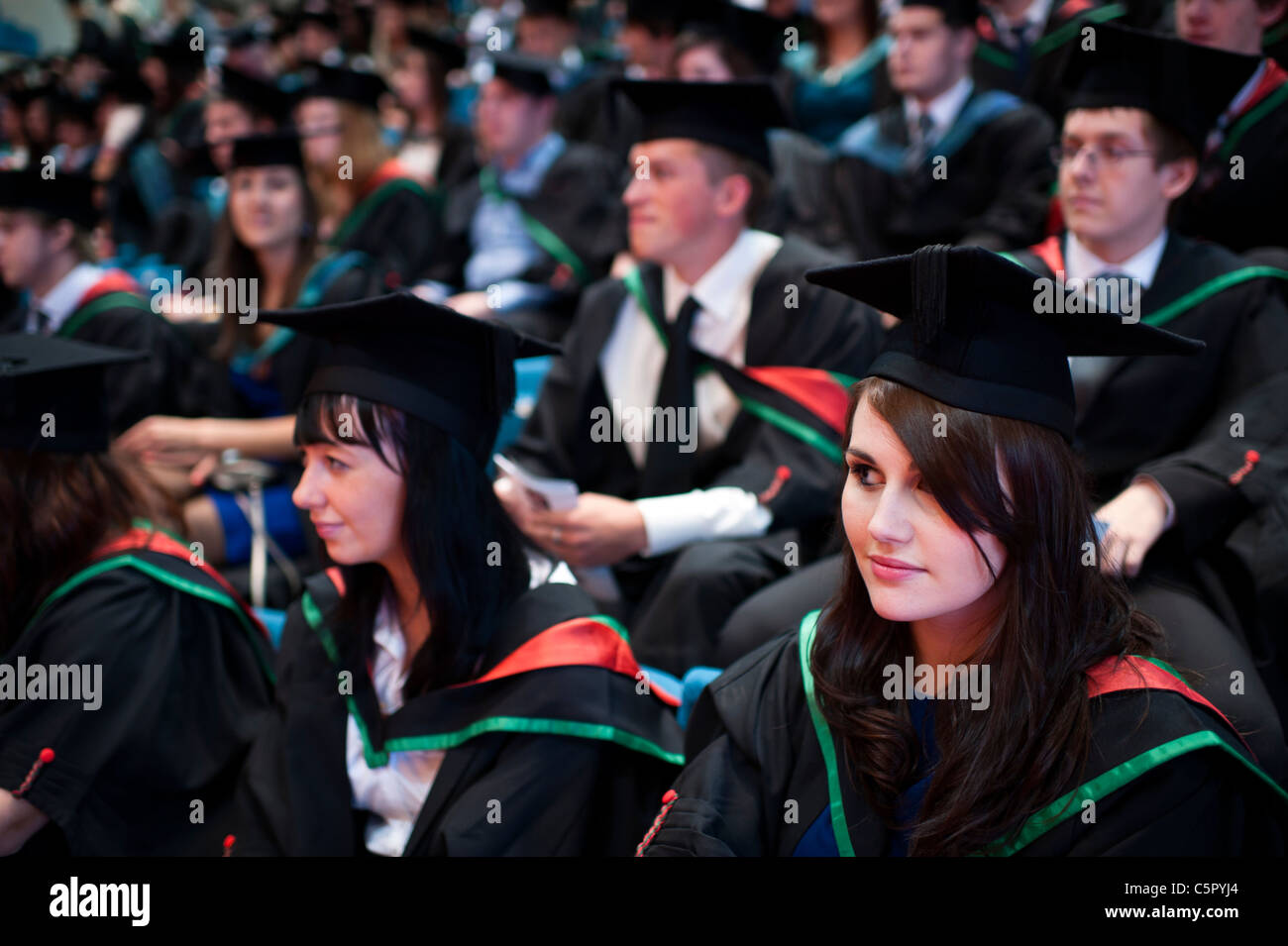 Aberystwyth university students graduating on graduation day, UK Stock