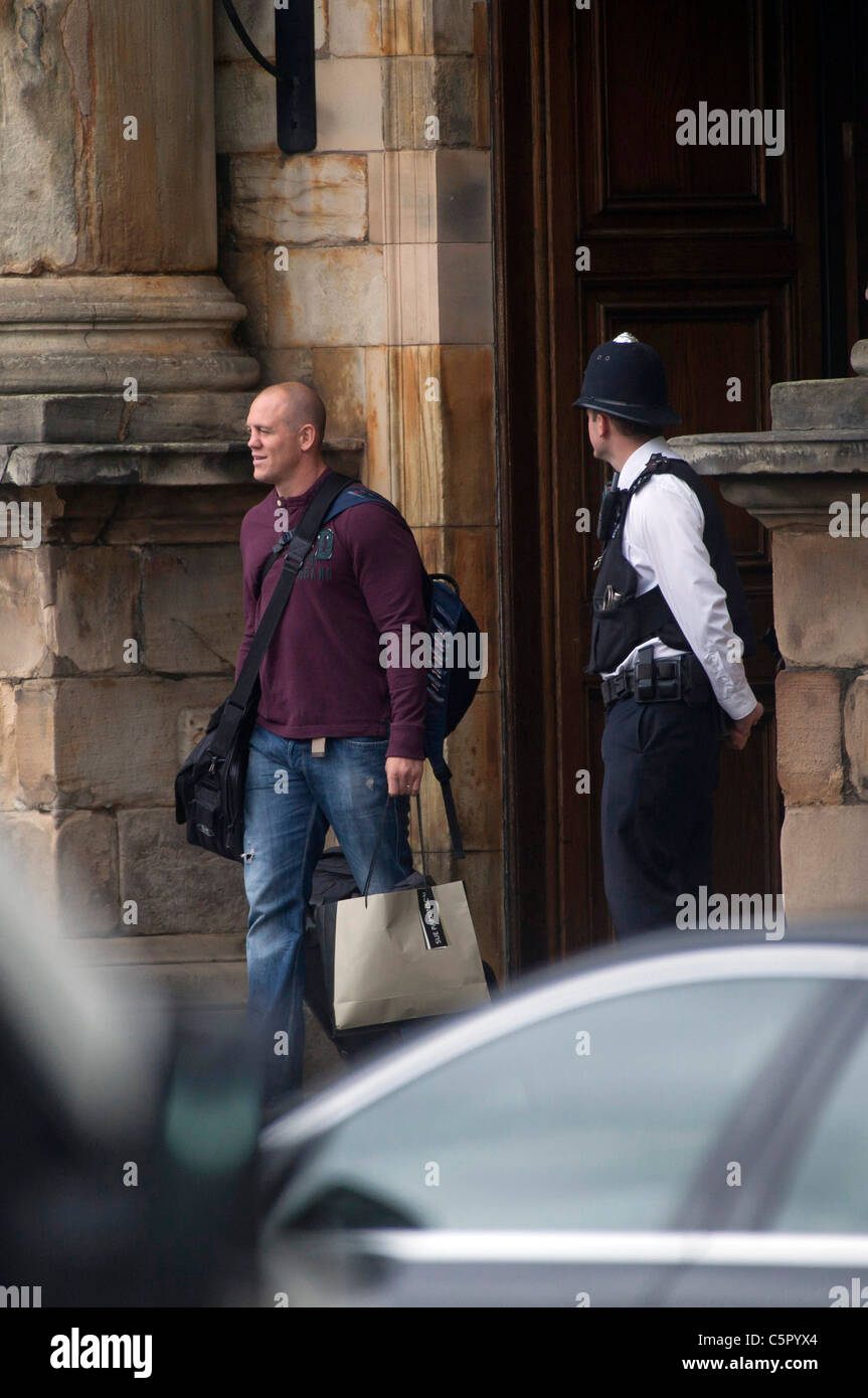 Mike Tyndall leaves the Palace of Holyroodhouse the day after his wedding to Zara Phillips in Edinburgh. Stock Photo