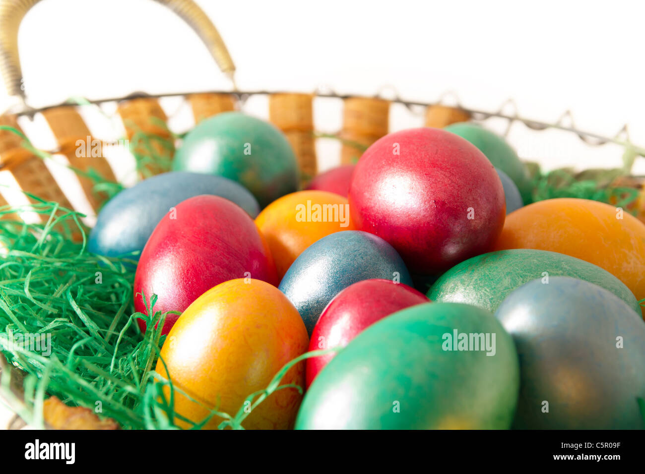Easter eggs in basket Stock Photo - Alamy