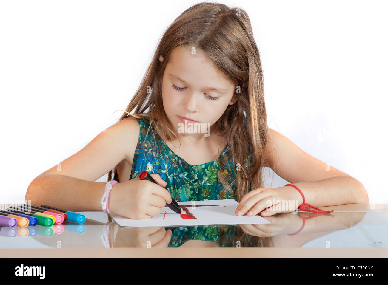 Eight year old girl drawing hi-res stock photography and images - Alamy