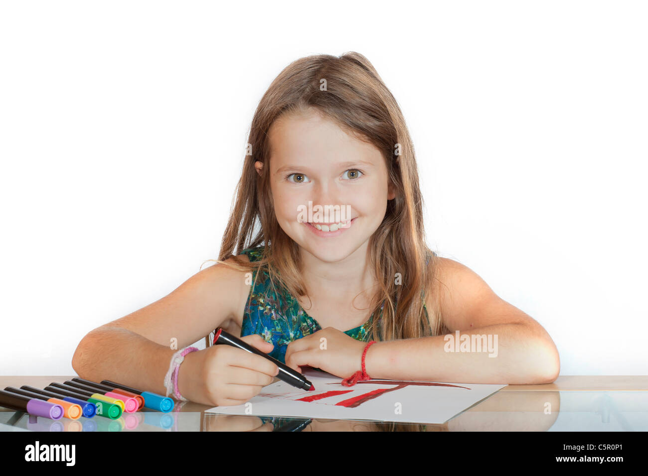 Eight year old girl drawing hi-res stock photography and images - Alamy