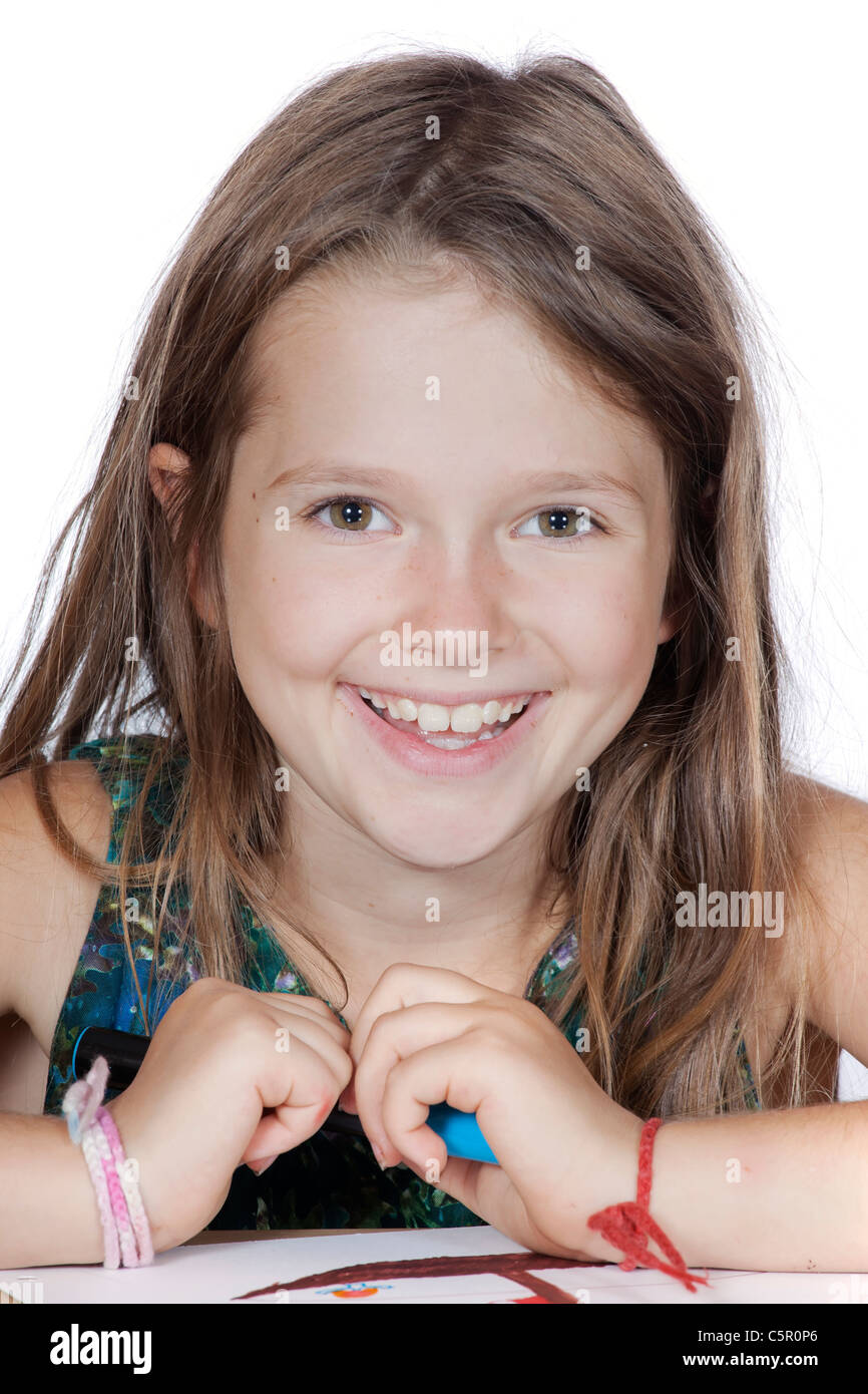 Eight year old girl drawing hi-res stock photography and images - Alamy