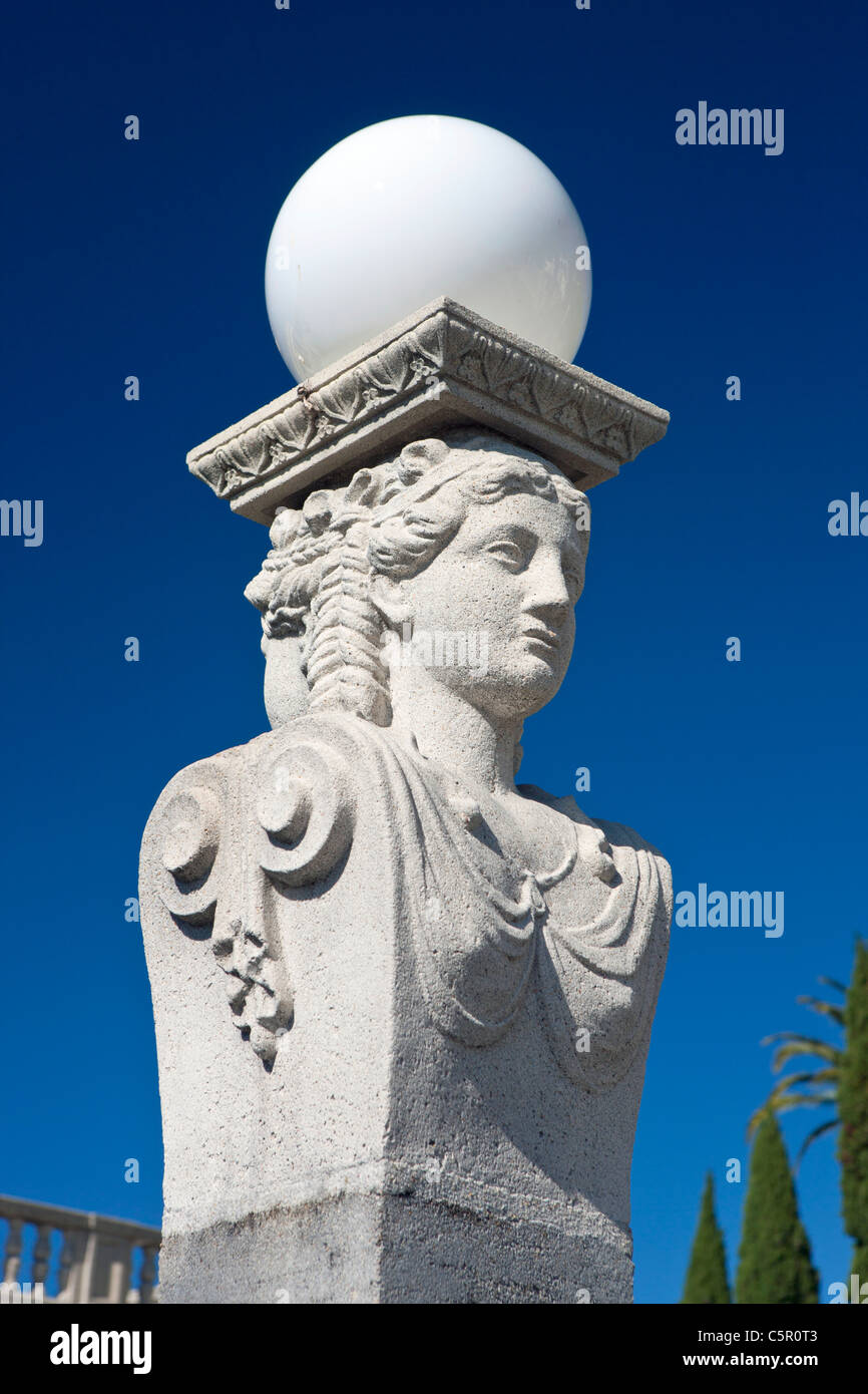 Detailed view of an exterior light statue, Hearst Castle, San Simeon, California, United States of America Stock Photo