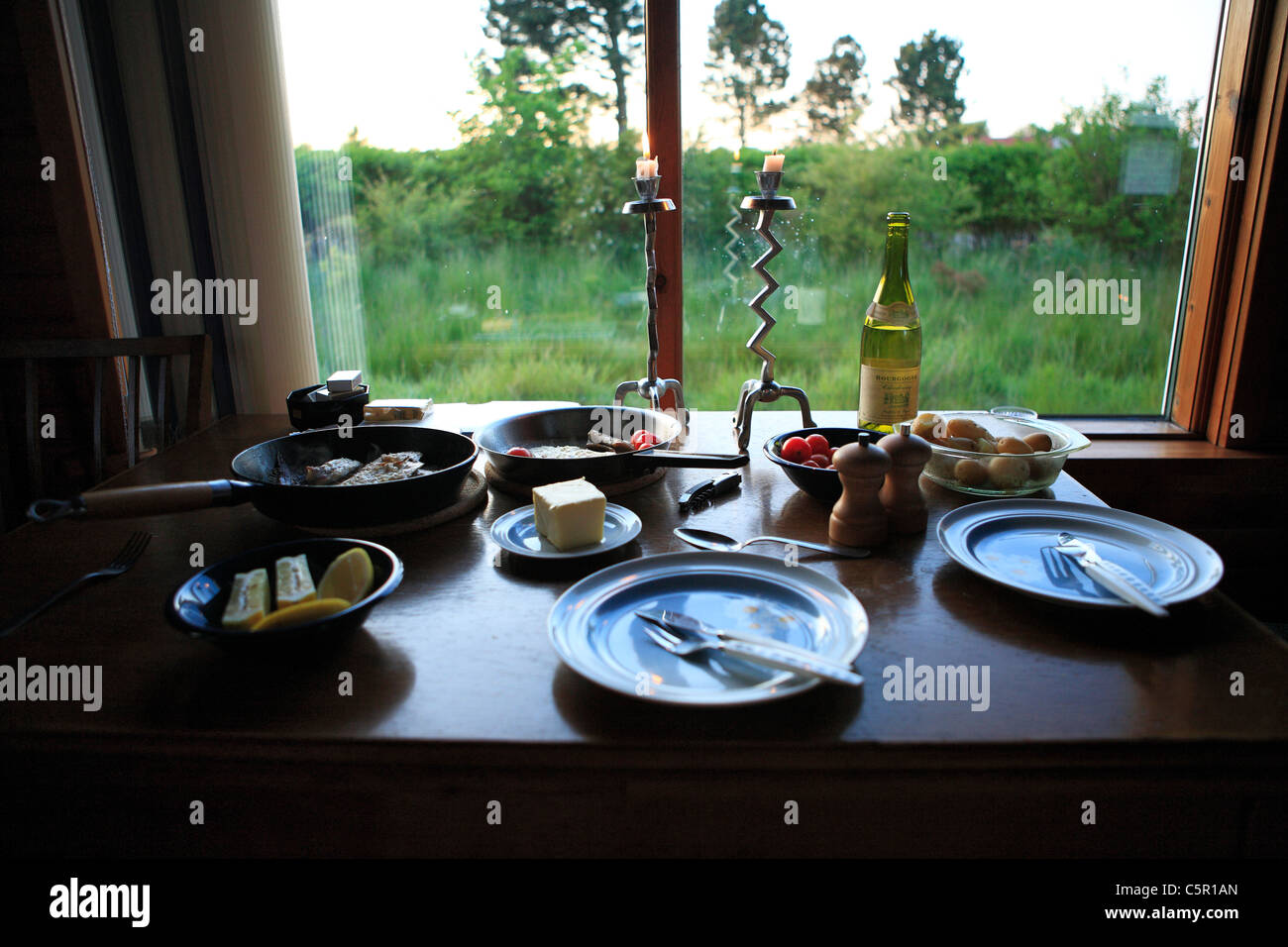 Typical danish evening meals, Rodvig, Zealand, Denmark Stock Photo