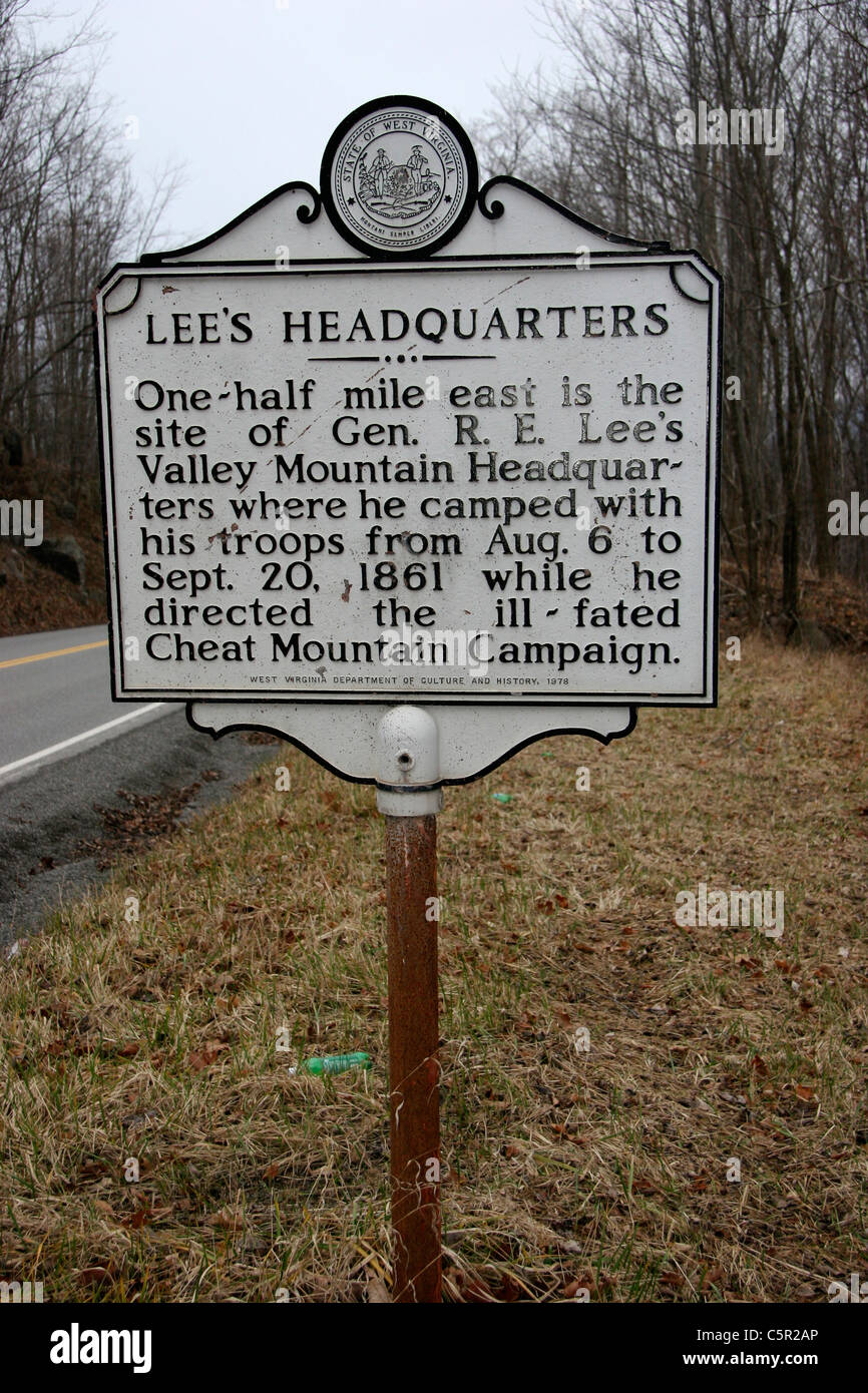 LEE'S HEADQUARTERS. Gen. R. E. Lee's Valley Mountain Headquarters where he camped with his troops. Stock Photo