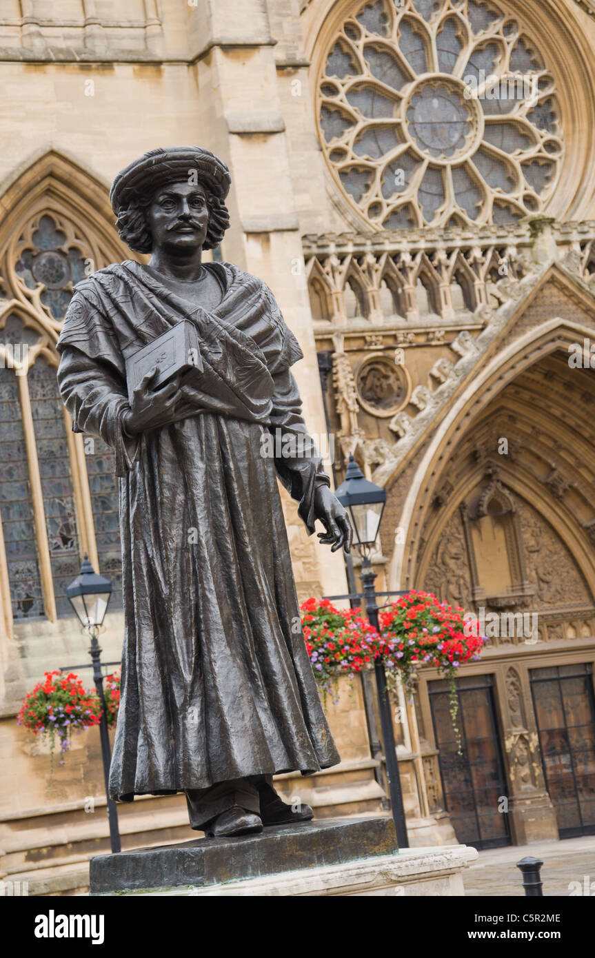 Statue of Raja Ram Mohan Roy outside Bristol Cathedral, Bristol, England Stock Photo