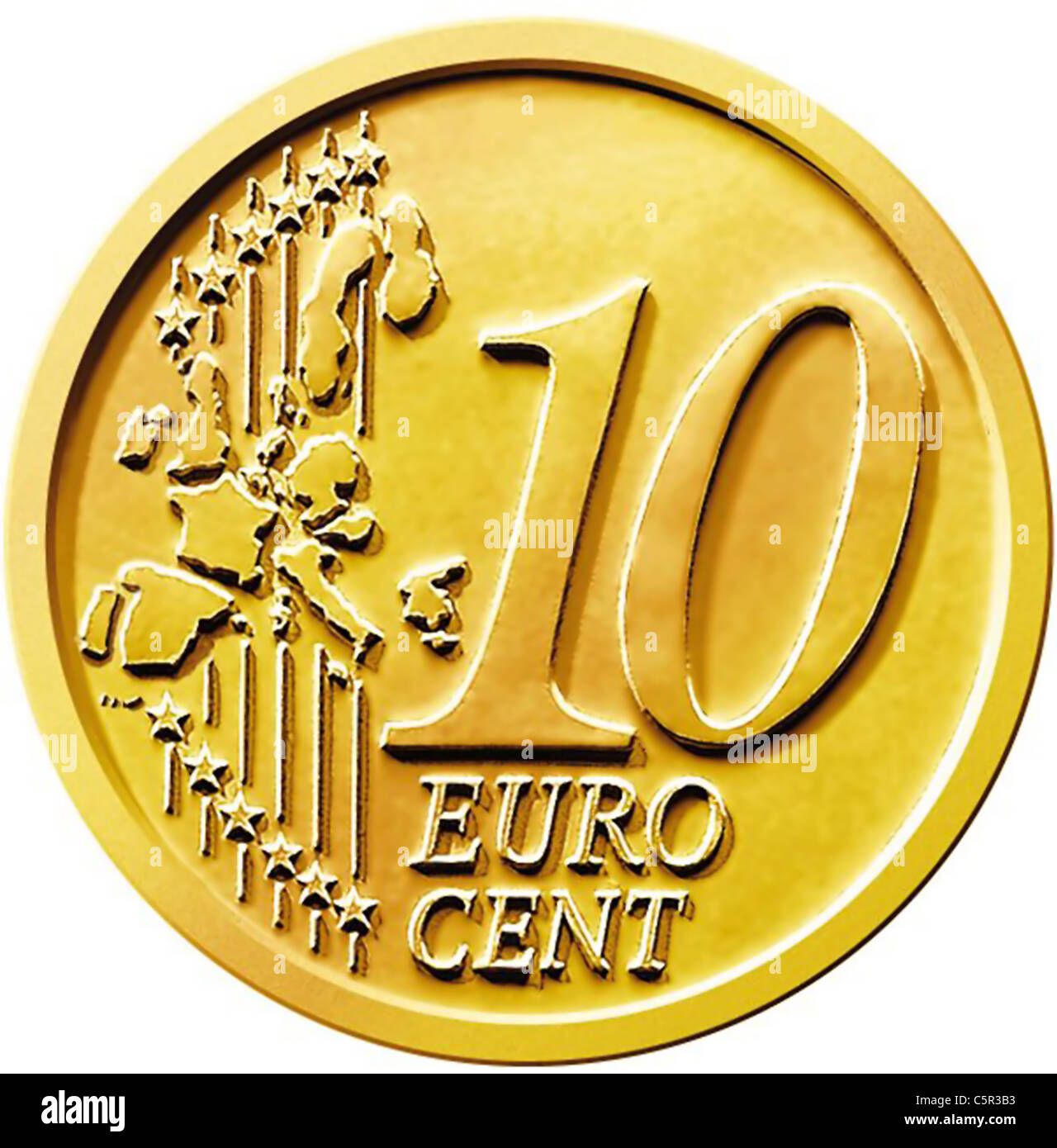 Illustration of a ten (10) cent euro coin isolated on a white ...