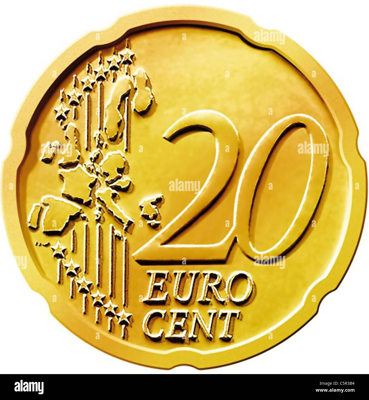 Escarpado Chillido Rama Illustration of a twenty (20) cent euro coin isolated on a white background  Stock Photo - Alamy