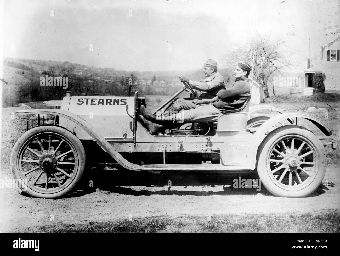 Briarcliff Auto Race - F.W. Leland in his auto 'Stearns' circa 1900 Stock Photo