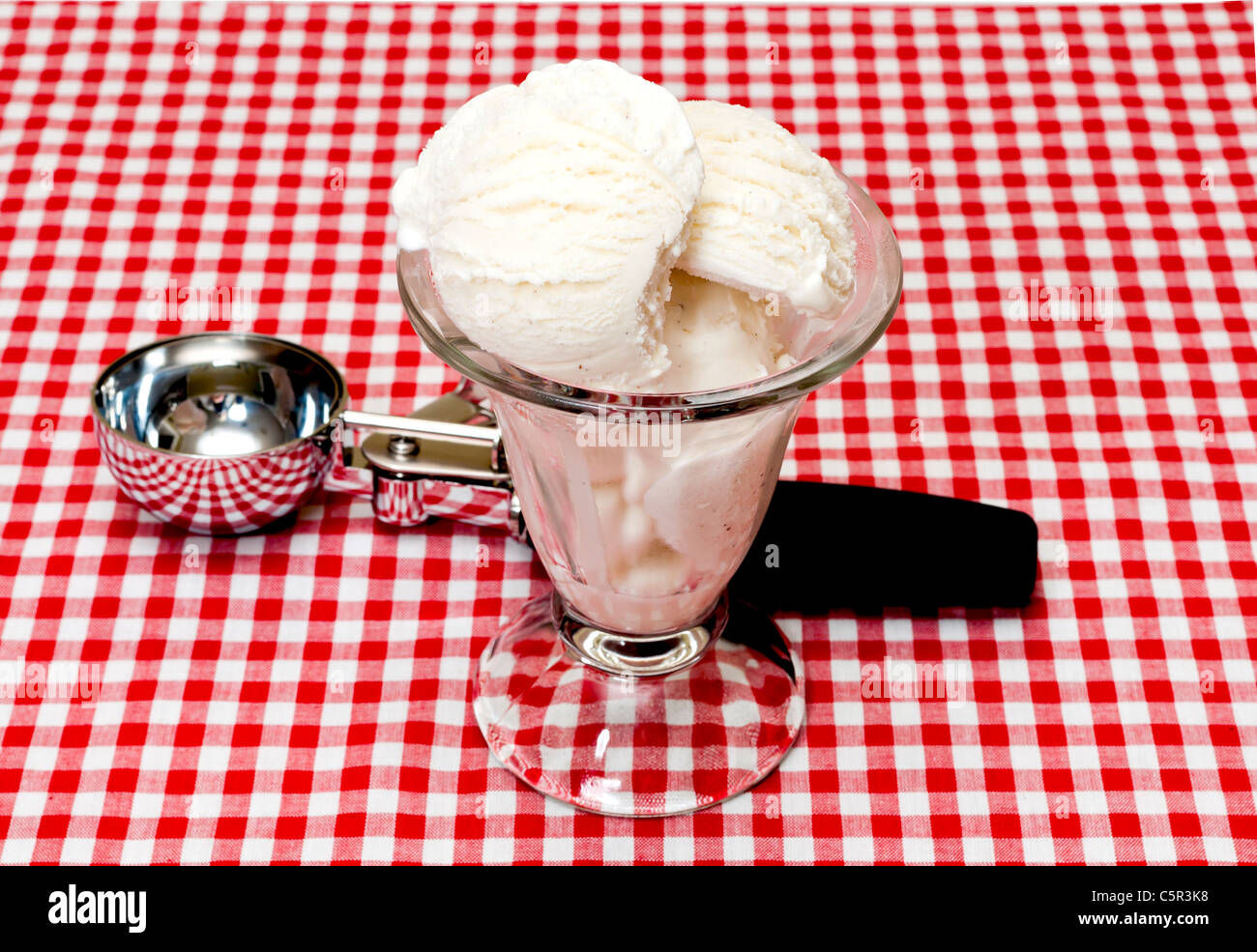 Vanilla Ice Cream and Scoop Stock Photo