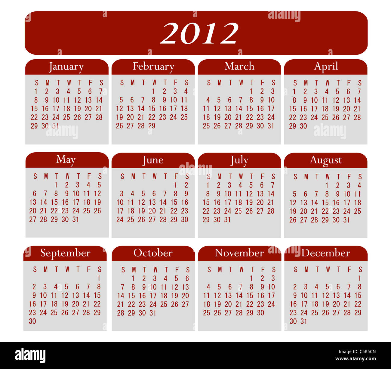 12 Calendar Stock Photo Alamy