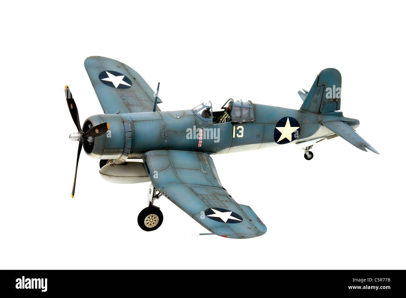 Model kit of an WWII American fighter isolated in white Stock Photo