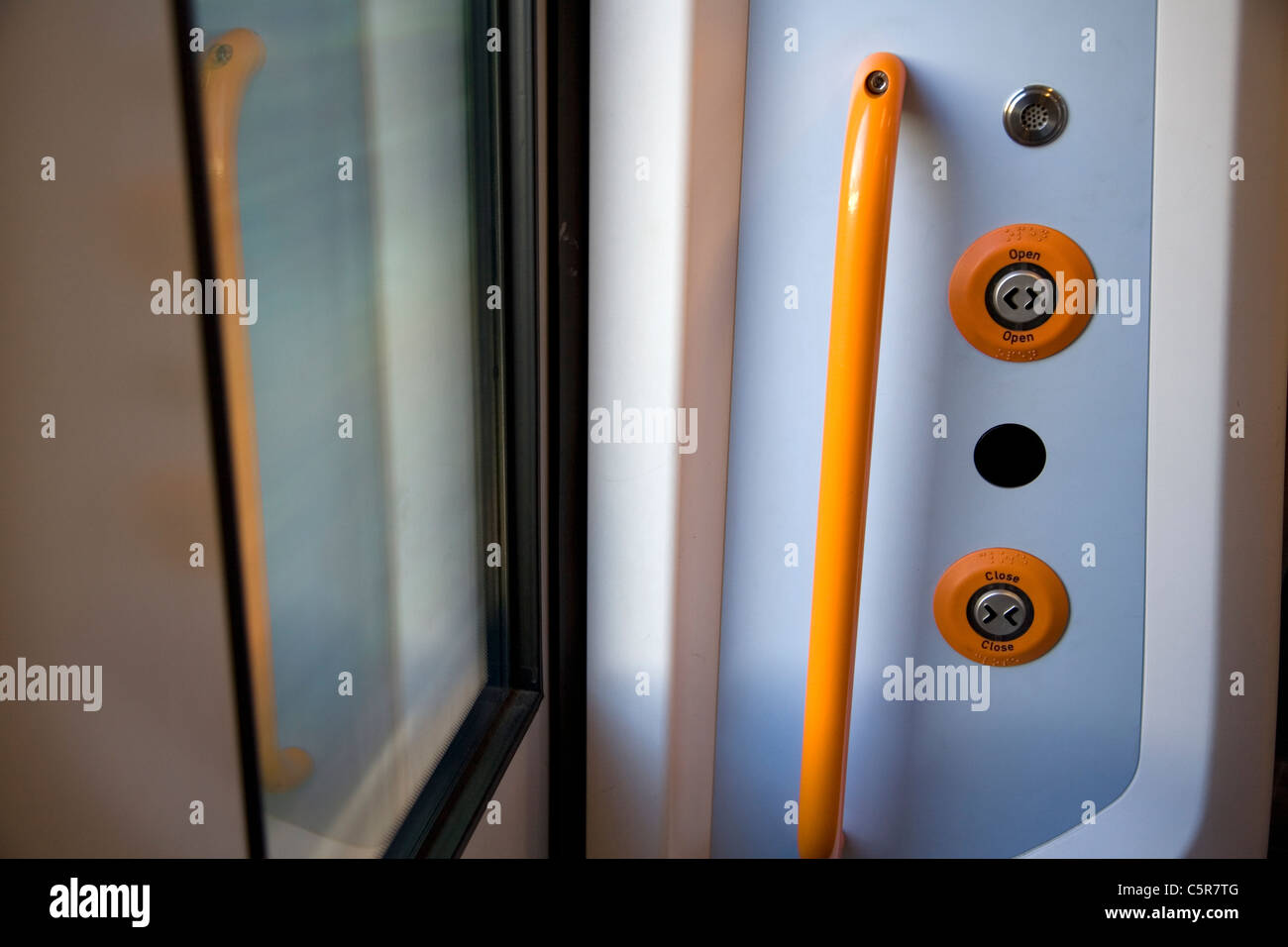 Train open/ close buttons Stock Photo - Alamy