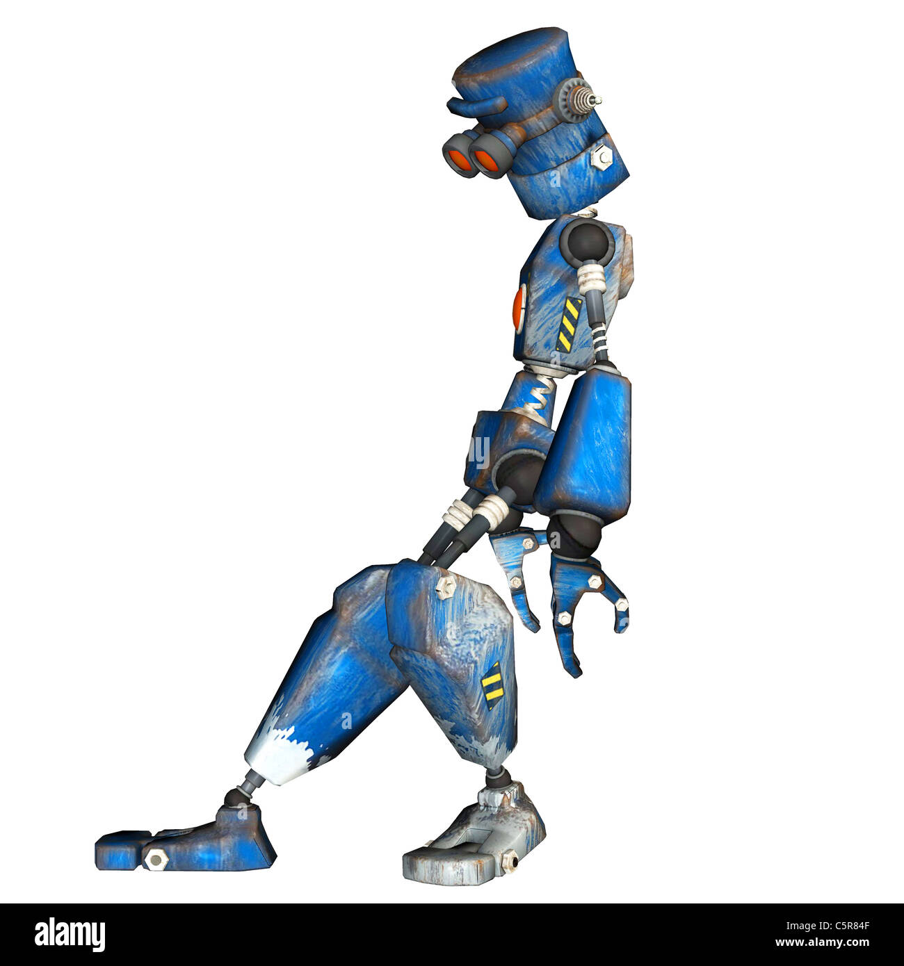 Illustration of a blue robot isolated on a white background Stock Photo ...