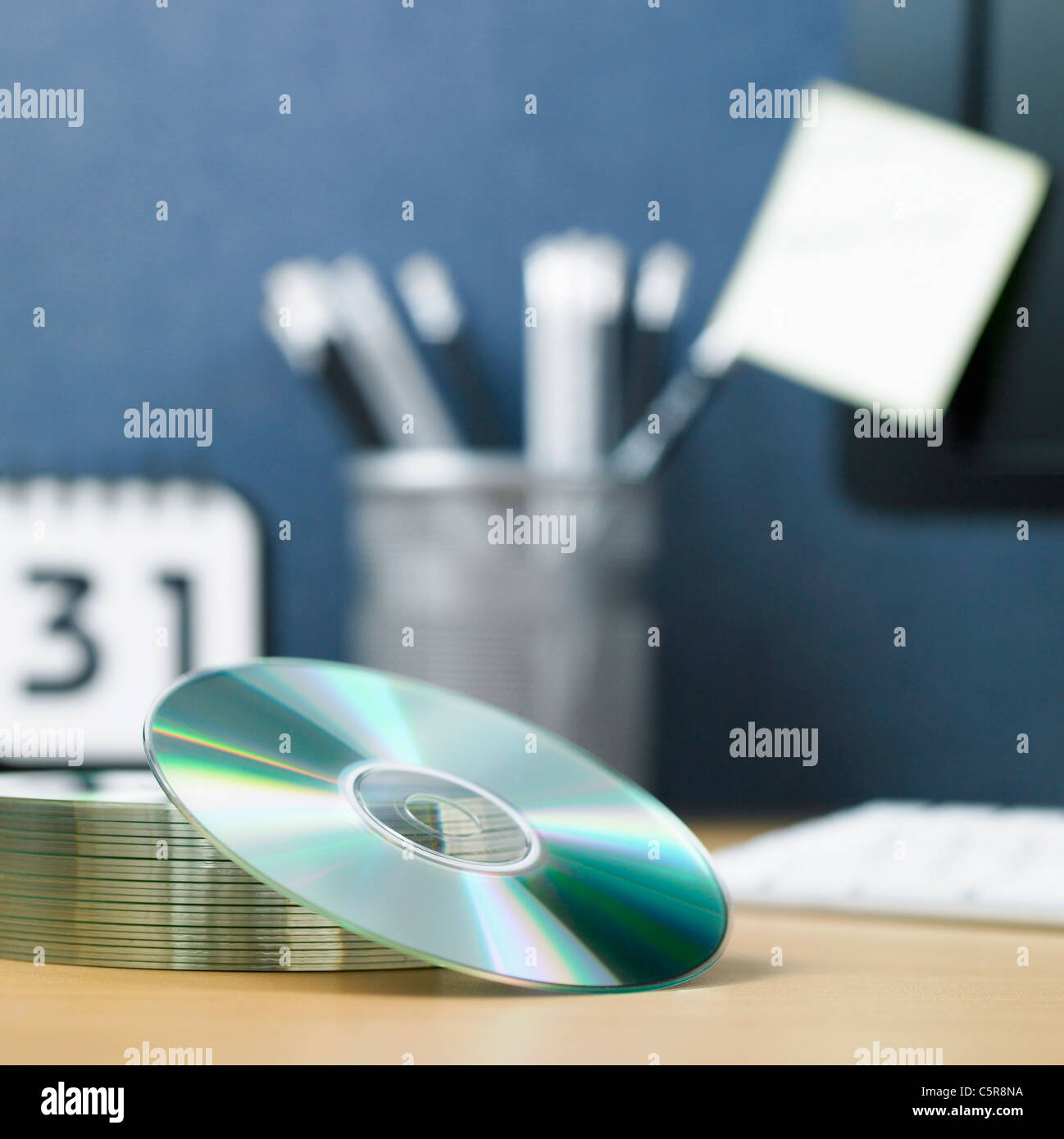CD and other things on table Stock Photo