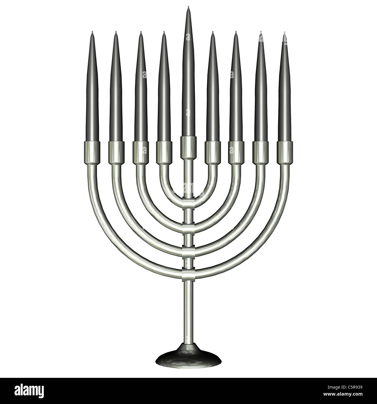Illustration of a Menorah isolated on a white background Stock Photo