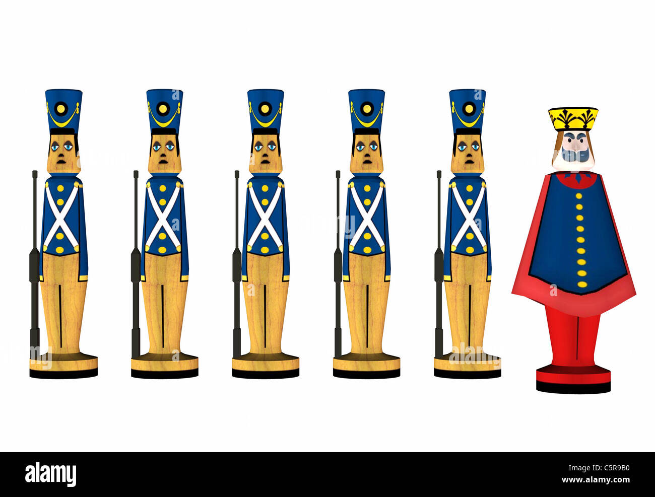 Illustration of a group of toy soldiers isolated on a white background Stock Photo