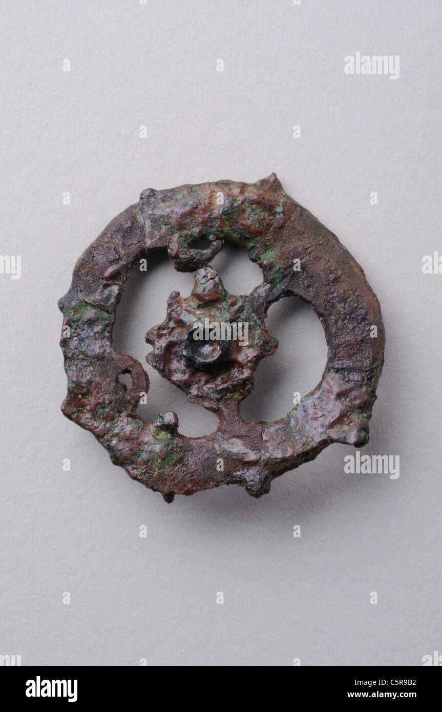 Side of a bed horsebit made in bronze.Roman period in Complutum . SPAIN Stock Photo