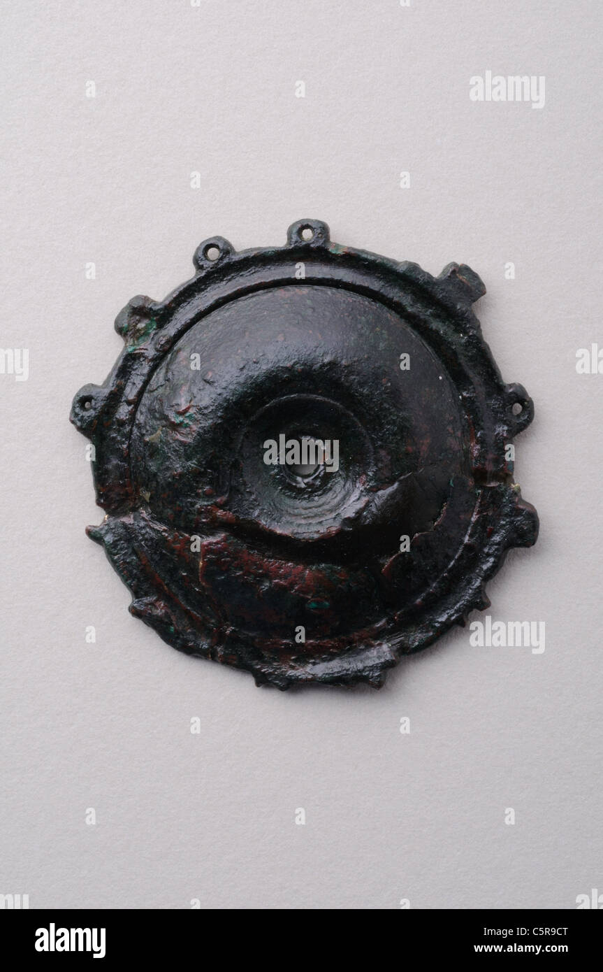 Accessory decorative circular bronze . Roman period in Complutum . SPAIN Stock Photo