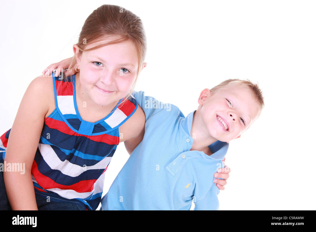 Studio Shot of a brother and sister Stock Photo