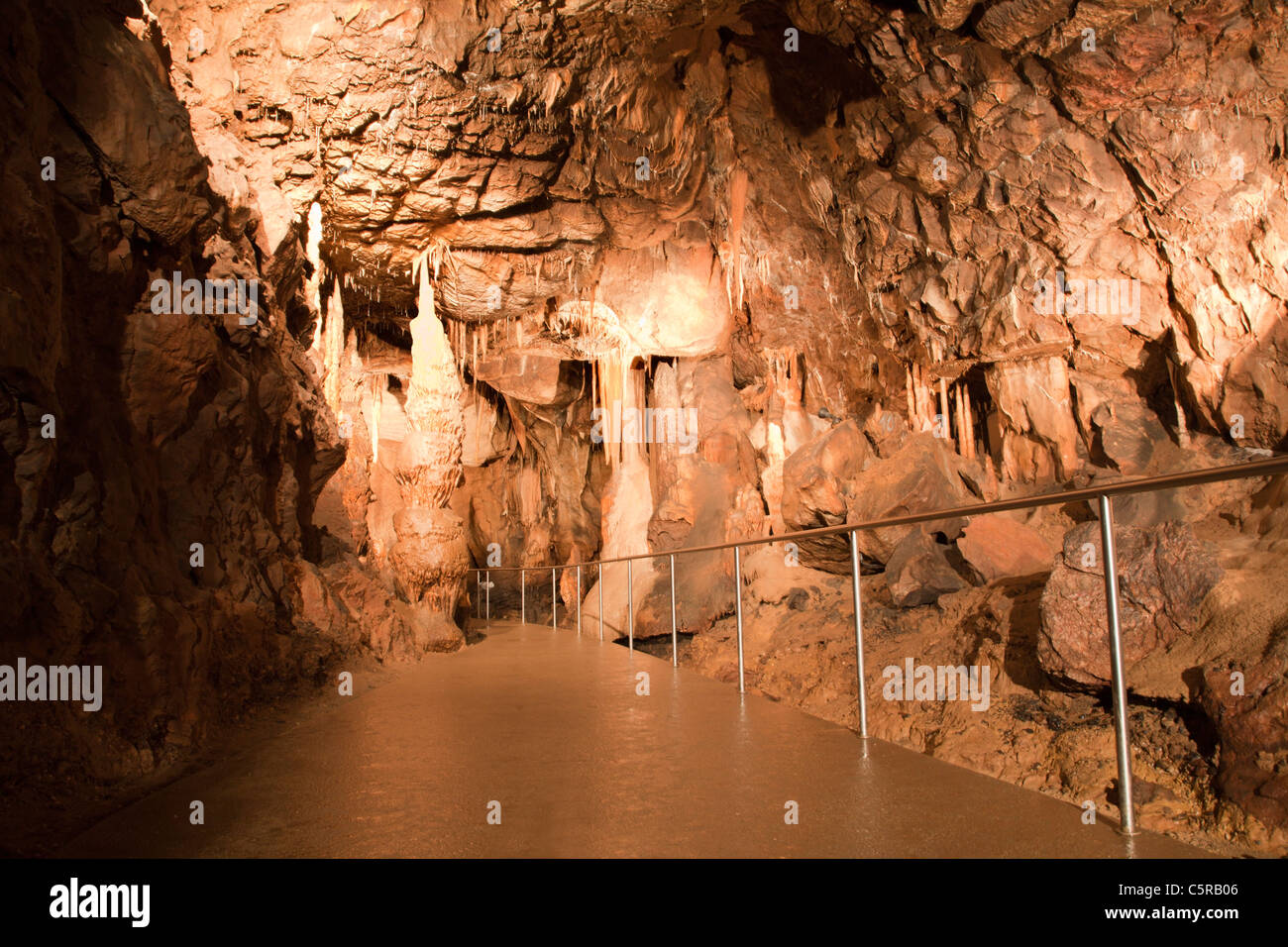 Baradla cave - bigest middle Europe cave system - Voros-toi tour - Hungary Stock Photo