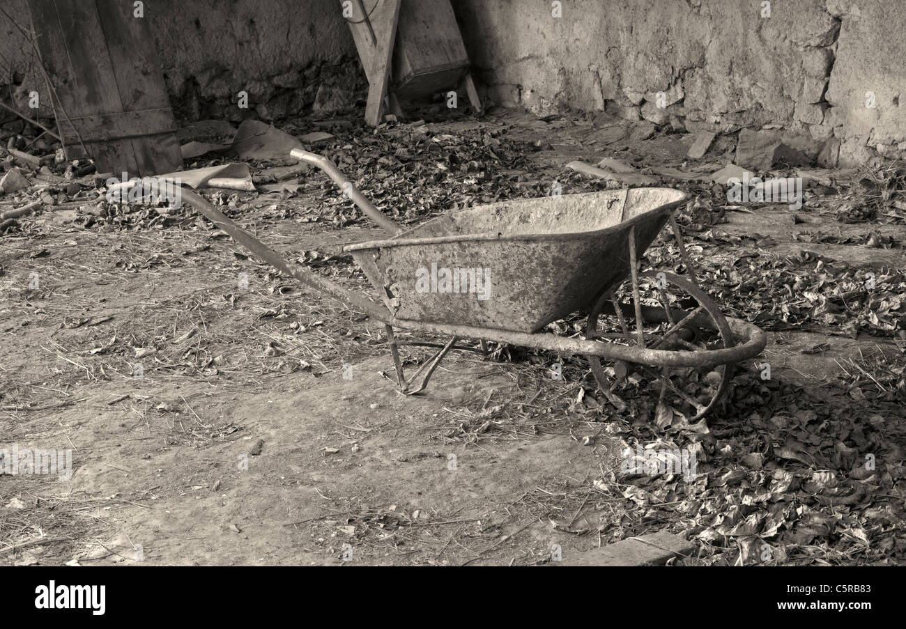 old wheelbarrow Stock Photo