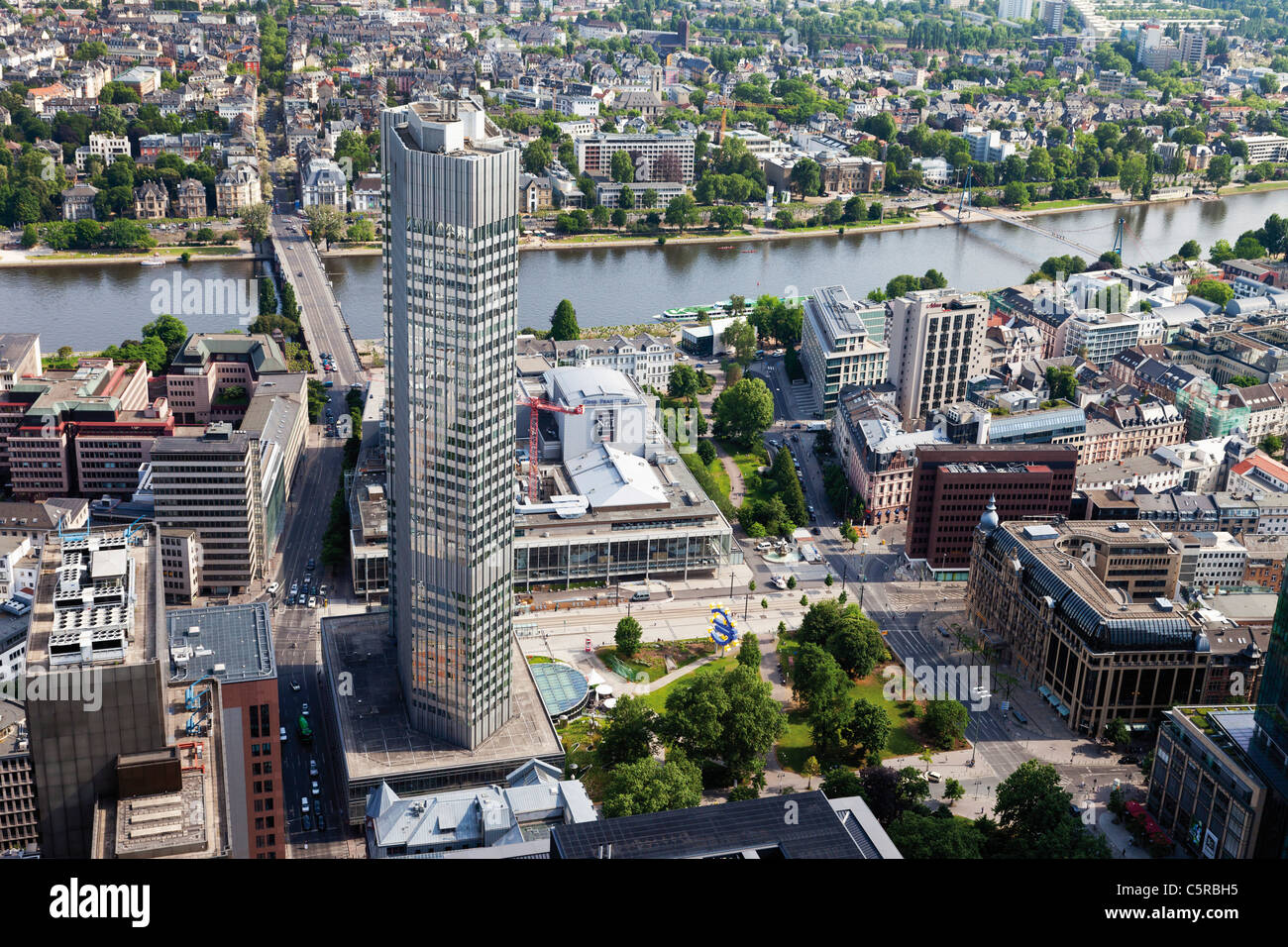 Europe, Germany, Hesse, Frankfurt, View of European Central Bank Stock Photo