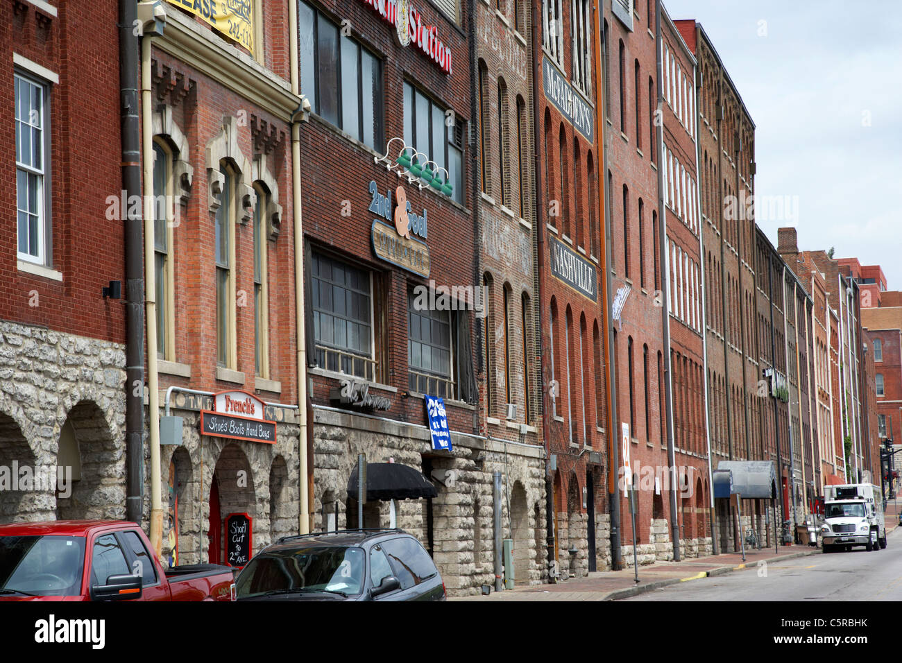 front street warehouse buildings on first avenue Nashville Tennessee USA Stock Photo