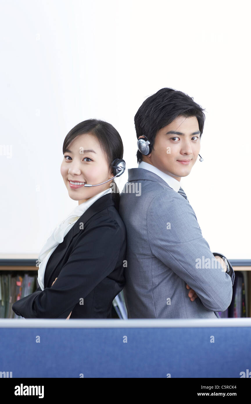 Woman lean against man hi-res stock photography and images - Alamy