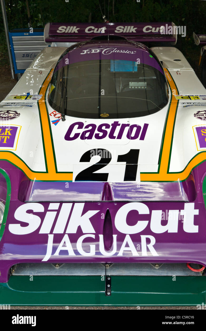Le Mans winning 1988 Jaguar XJR-9LM cars in the paddock at the 2011 Goodwood Festival of Speed, Sussex, England, UK. Stock Photo