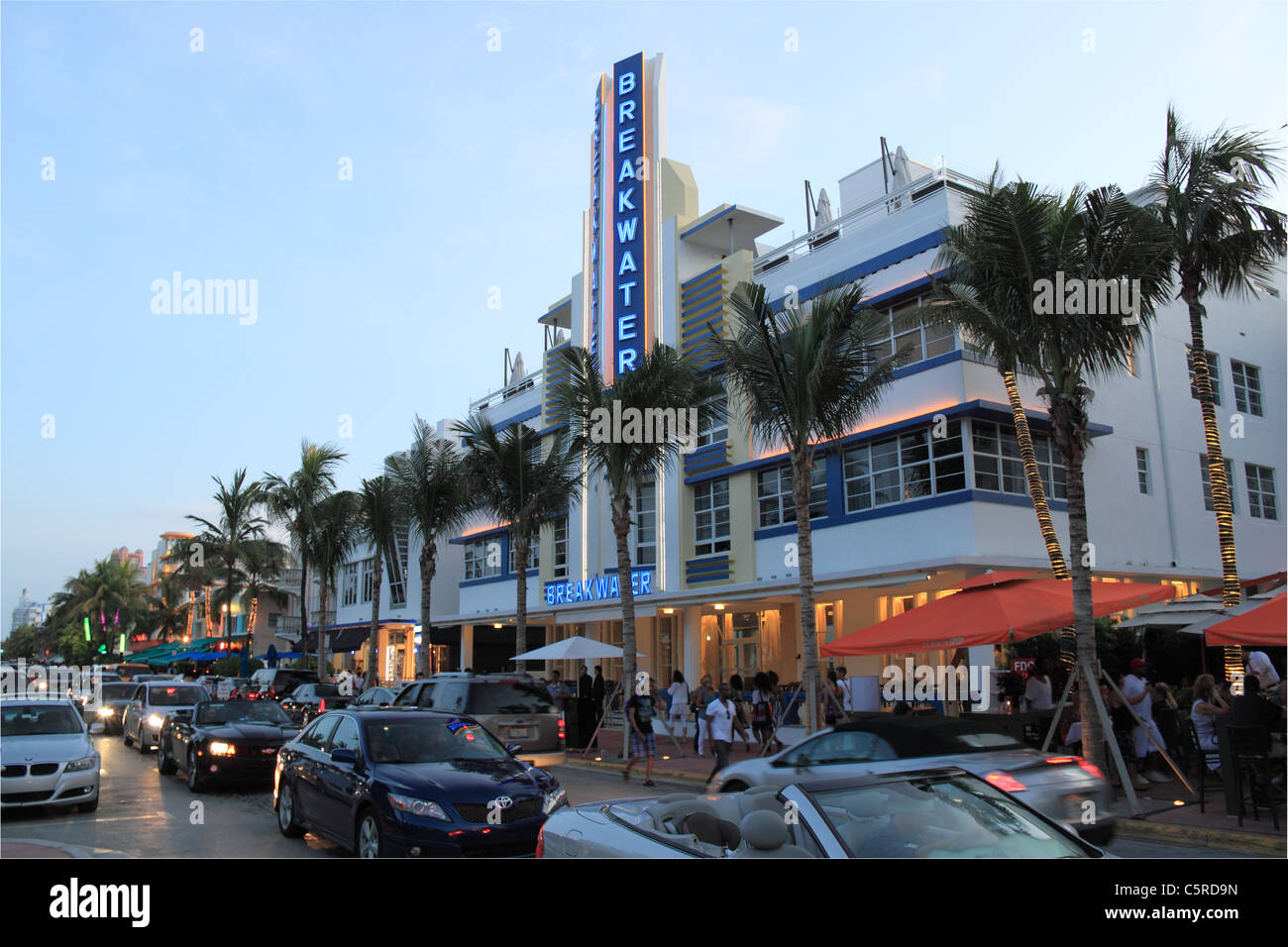 Breakwater Hotel, Ocean Drive, Miami South Beach, Gold Coast, Florida, United States of America, USA, North America Stock Photo