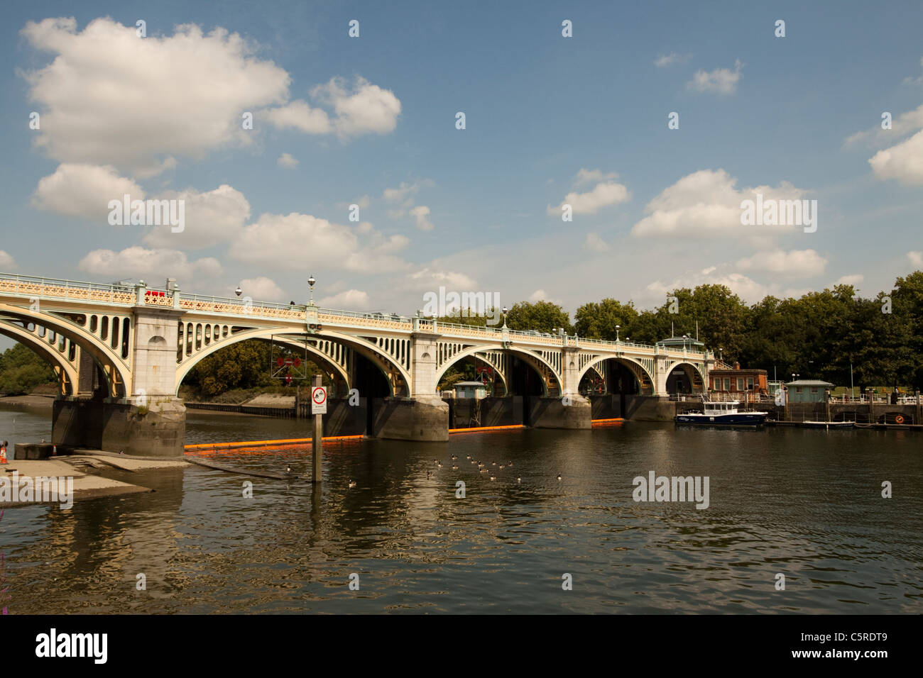 The River Thames with Richmond Lock and Weir, England, UK Stock Photo