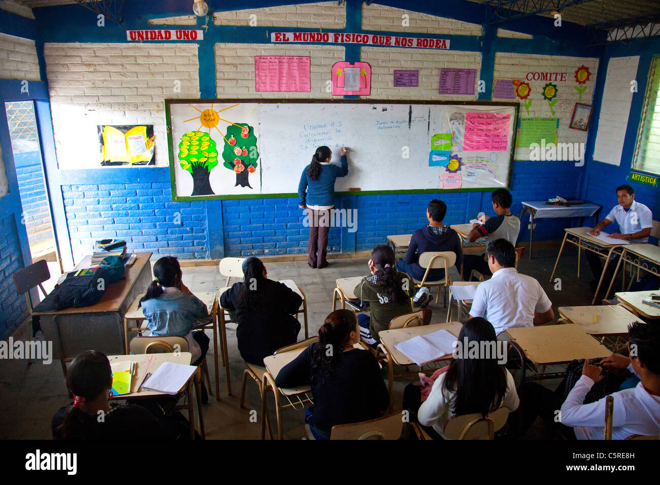 Middle School in Canton Las Pilas, San Ignacio, Chaltenango Department, El Salvador Stock Photo