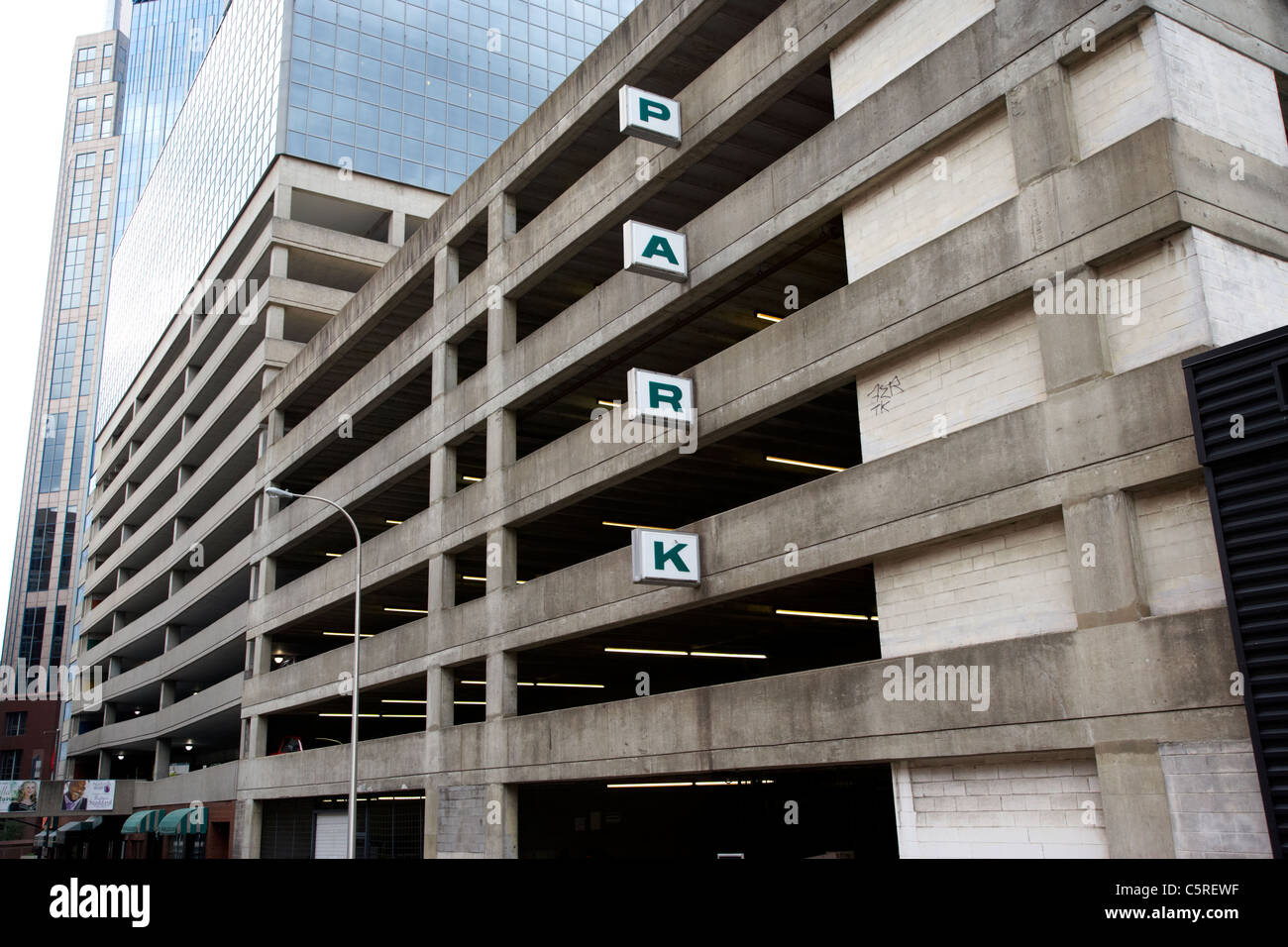 grey multi storey car park in downtown Nashville Tennessee USA Stock Photo