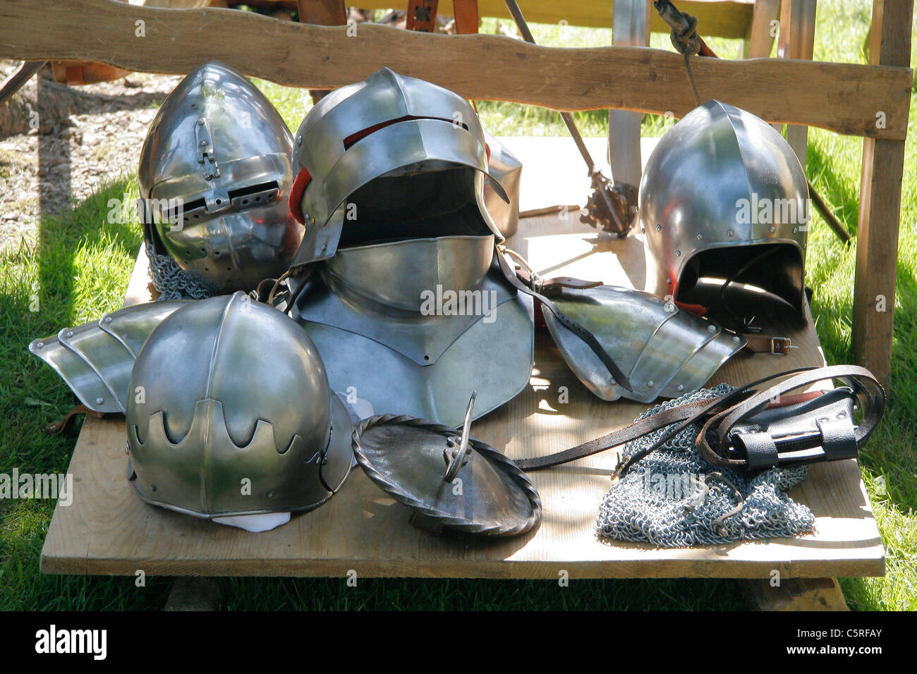 Helmets chivalry Stock Photo