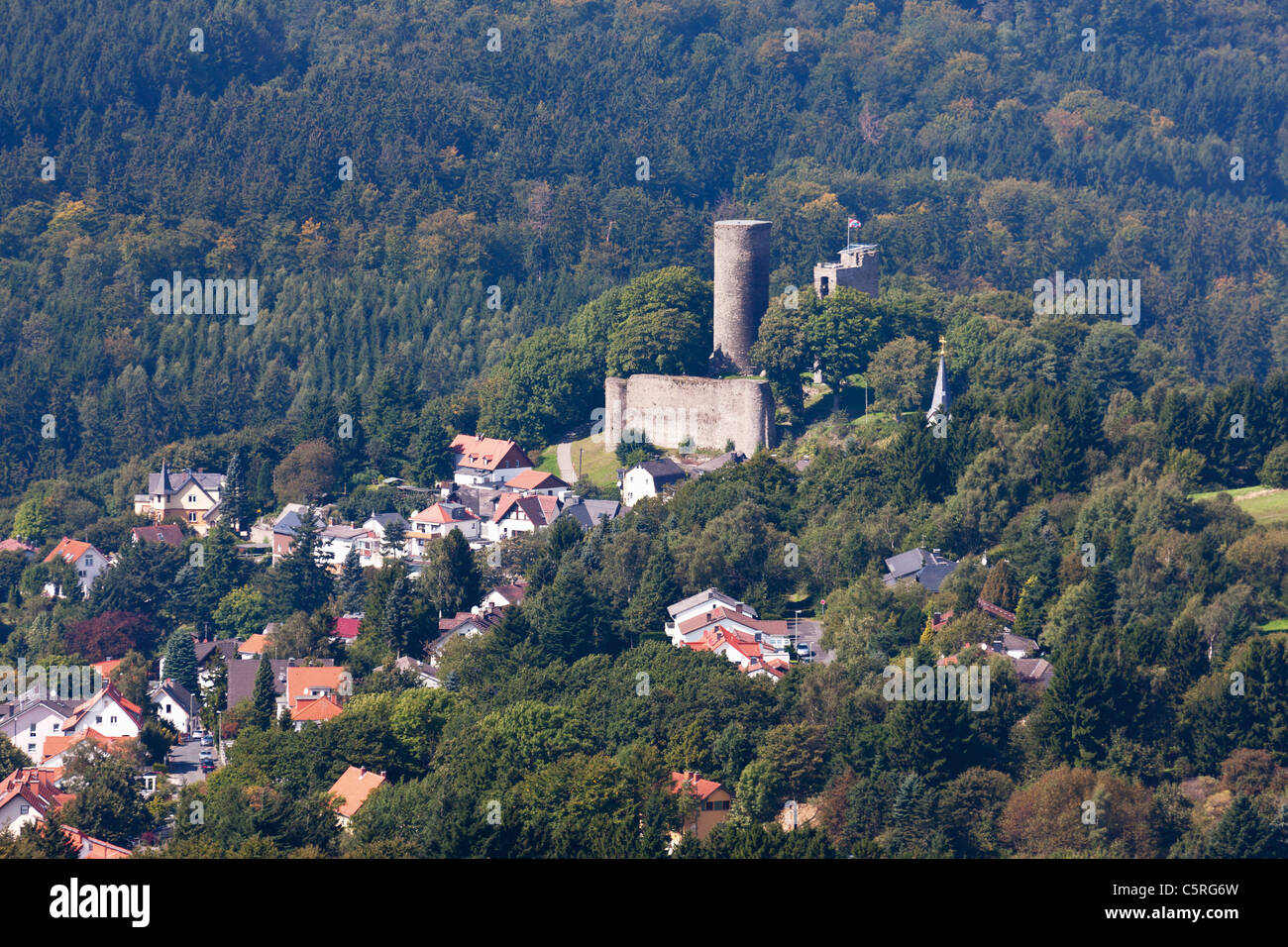 Europe, Germany, Hesse, Frankfurt, View of village and castle Stock Photo