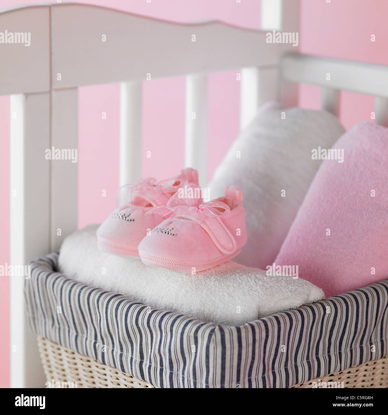Baby supplies on a cradle Stock Photo Alamy