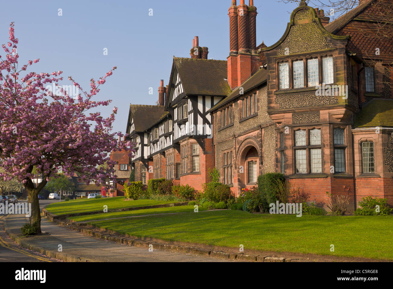 Arts and Crafts Houses in Port Sunlight, Wirral, England Stock Photo