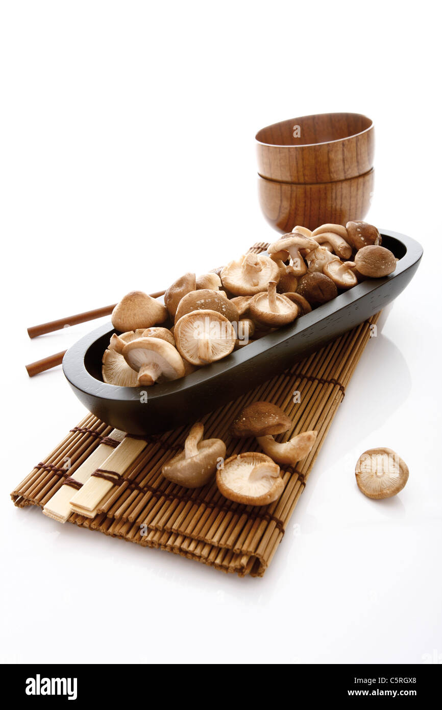 Shiitake Mushroom on plate Stock Photo Alamy