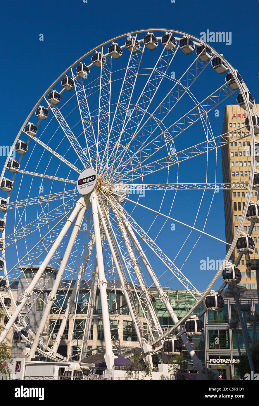 Wheel of Manchester and Arndale Centre, England Stock Photo