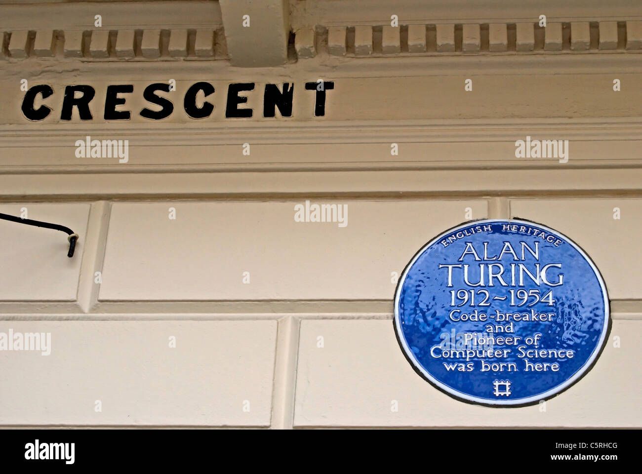 english heritage blue plaque marking the birthplace of mathematician, codebreaker and computer pioneer, alan turing Stock Photo