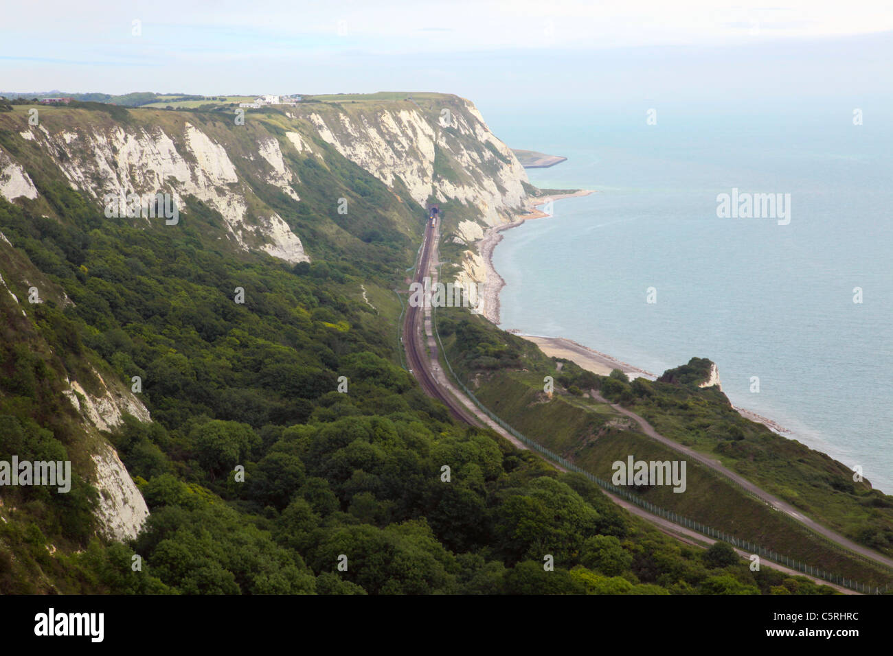 White cliffs of Dover from Capel-le-Ferne cliffs Kent Stock Photo